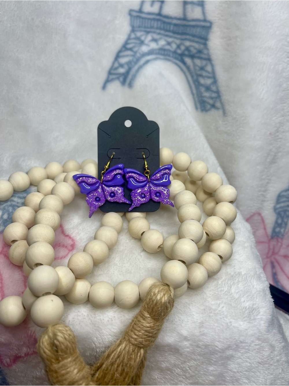 Purple Butterfly Dangle Earrings